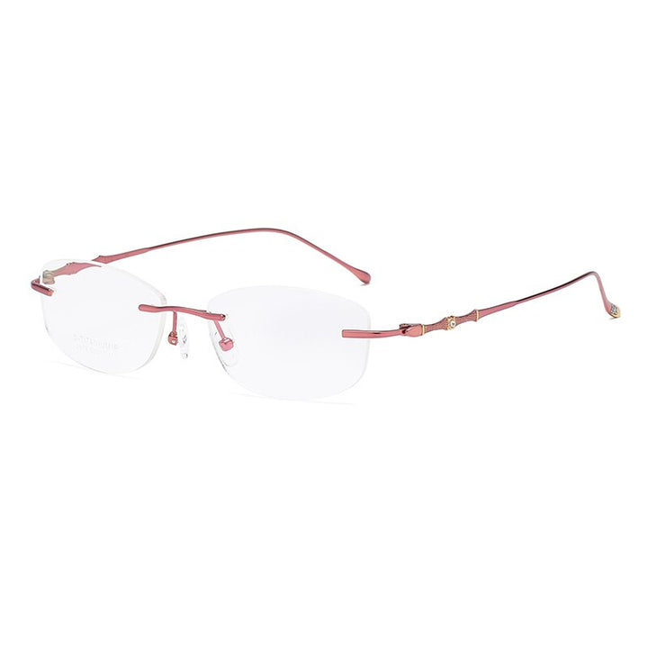 Zirosat 2879 Women's Eyeglasses Titanium Rimless Diamond Trimmed Rimless Zirosat pink  