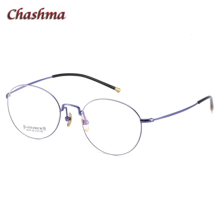 Chashma Ochki Unisex Full Rim Round Titanium Eyeglasses 6614 Full Rim Chashma Ochki Purple  