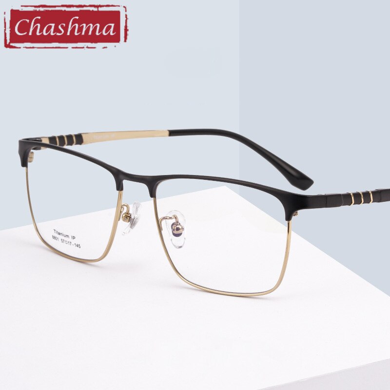 Chashma Ottica Men's Full Rim Square Titanium Eyeglasses 8801 Full Rim Chashma Ottica   
