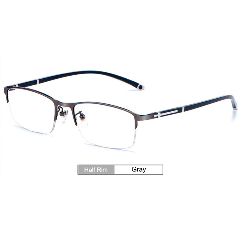 Unisex Eyeglasses Alloy Full Rim Styles And Half Rim Frame P9211 Semi Rim Gmei Optical Half-Rim-Gray  