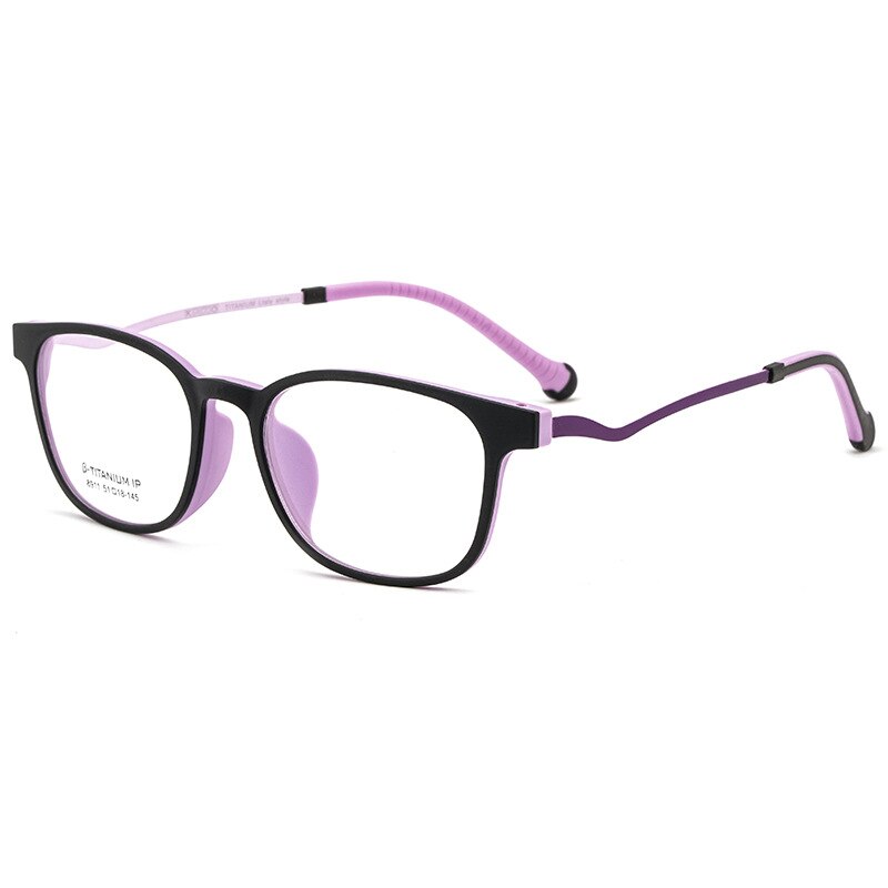 Yimaruili Women's Full Rim TR 90 Resin Frame β Titanium Temple Eyeglasses 8911 Full Rim Yimaruili Eyeglasses Black Purple  