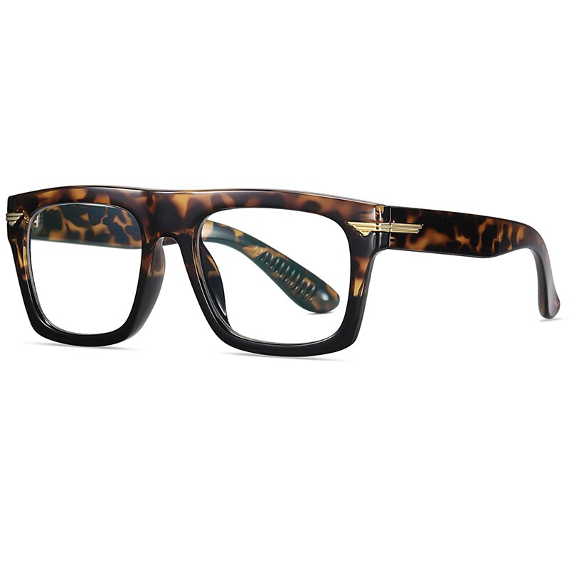 Reven Jate Men's Eyeglasses 3394 Tr-90 Plastic Spectacles Full Rim Full Rim Reven Jate leopard black  