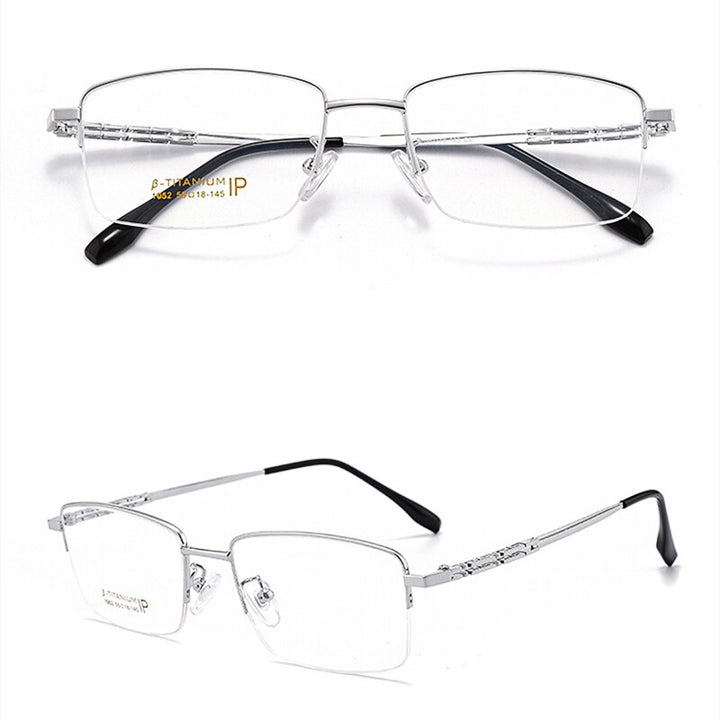 Yimaruili Men's Semi Rim β Titanium Frame Eyeglasses 1052 Semi Rim Yimaruili Eyeglasses Gold China 