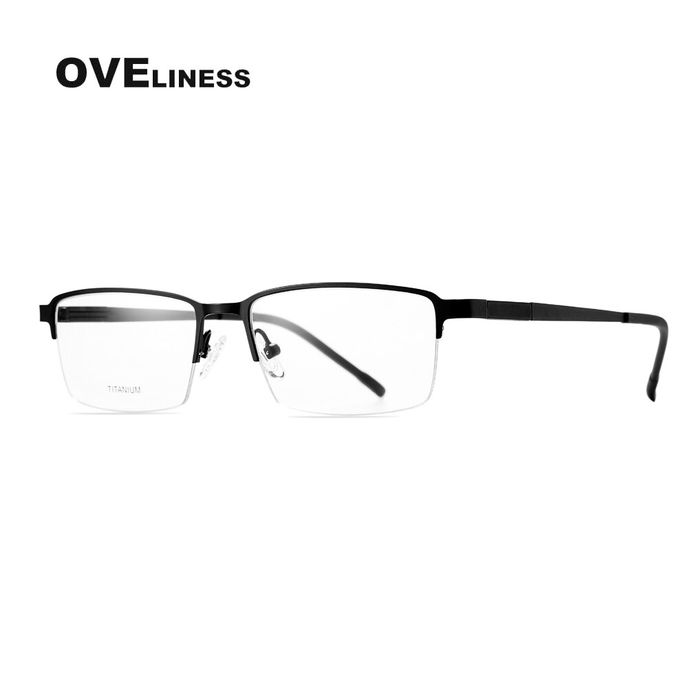 Oveliness Men's Semi Rim Square Titanium Alloy Eyeglasses Ol9877p Semi Rim Oveliness black  