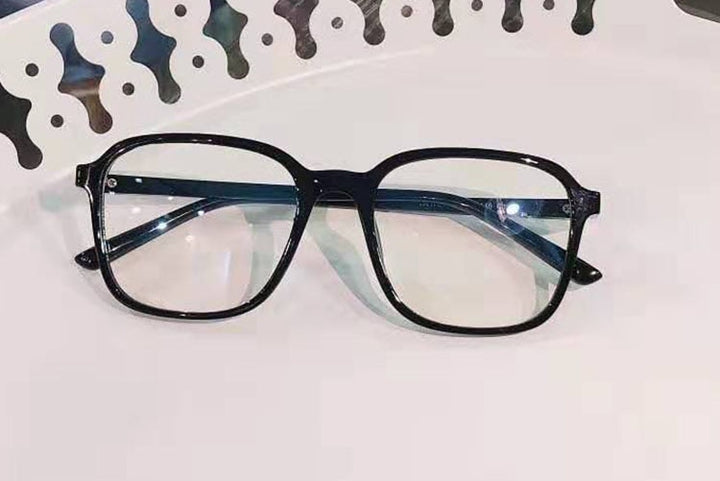 Women's Square TR90 Resin Full Rim Titanium Frame Eyeglasses 1734 Full Rim Bclear   