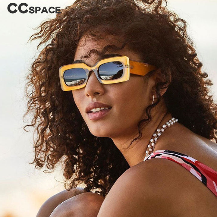CCSpace Women's Full Rim Rectangle Resin Punk Frame Sunglasses 53592 Sunglasses CCspace Sunglasses   