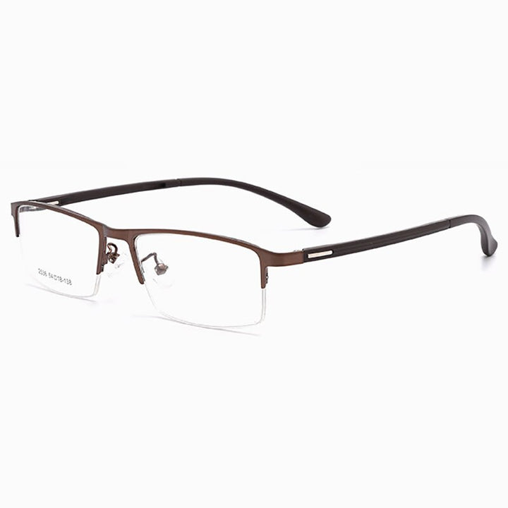 Hotochki Men's Semi Rim TR-90 Resin Alloy Frame Eyeglasses Semi Rim Hotochki Coffee  