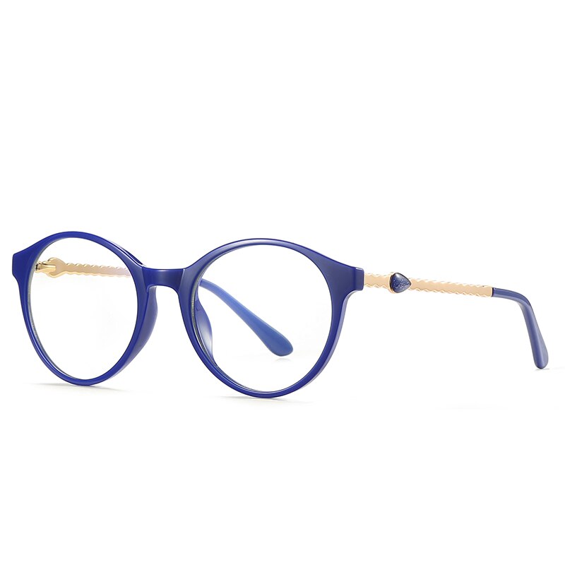 Hotochki Unisex Full Rim Round TR-90 Resin Metal Frame Eyeglasses 2066 Full Rim Hotochki Blue  