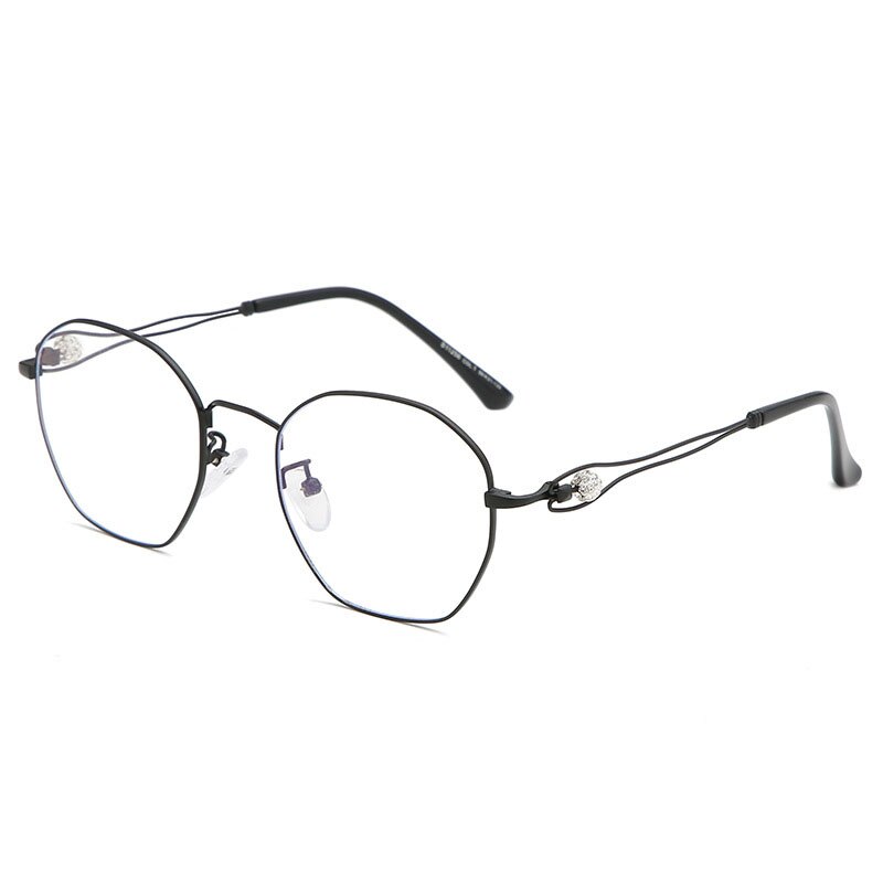 Women's Irregular Alloy Full Rim Eyeglasses 11256 Full Rim Bclear Black  