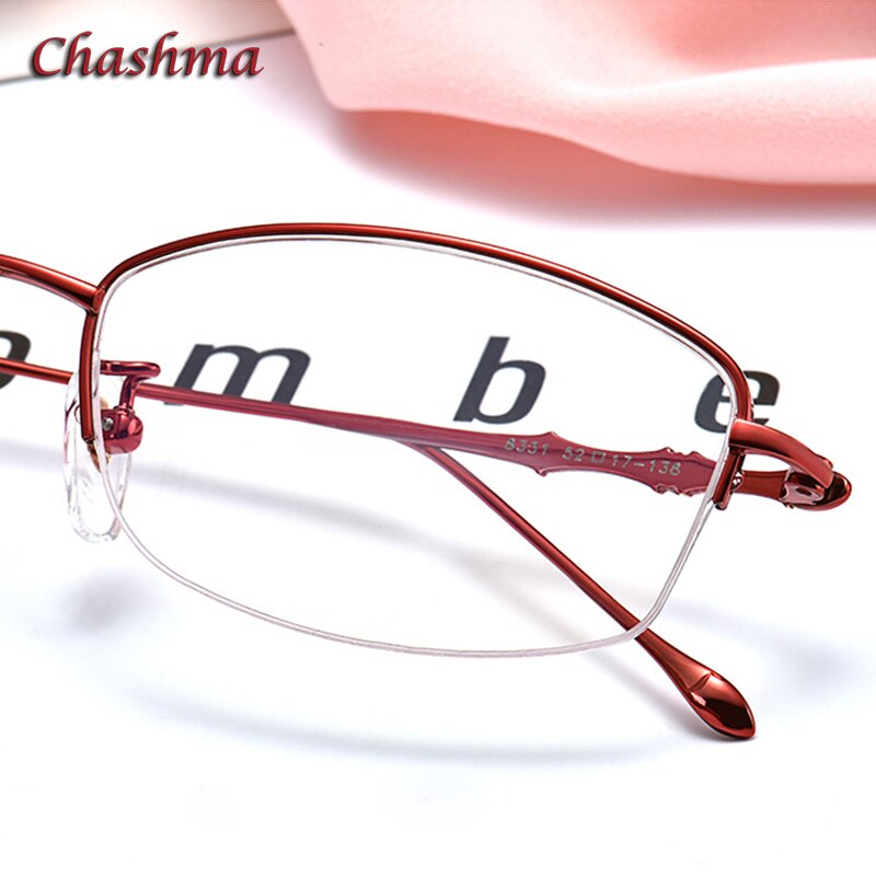 Chashma Ochki Women's  Semi Rim Oval Rectangle Titanium Eyeglasses 8331 Semi Rim Chashma Ochki   