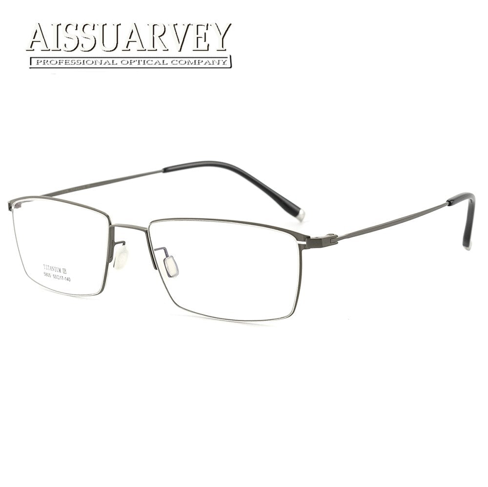 Aissuarvey Men's Eyeglasses Titanium Flexible Full Rim As5805 Full Rim Aissuarvey Eyeglasses gray  