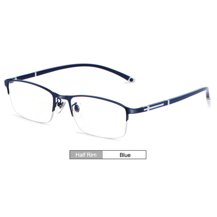 Unisex Eyeglasses Alloy Full Rim Styles And Half Rim Frame P9211 Semi Rim Gmei Optical Half-Rim-Blue  