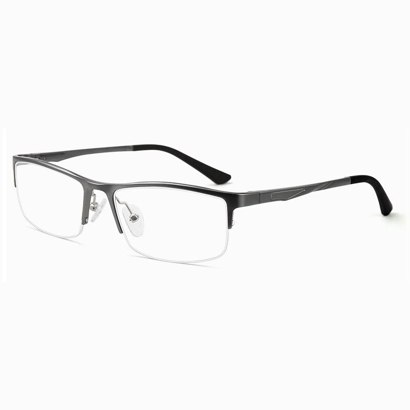 Hotochki Unisex Semi Rim Square Aluminum Magnesium Alloy Eyeglasses Semi Rim Hotochki Gray  