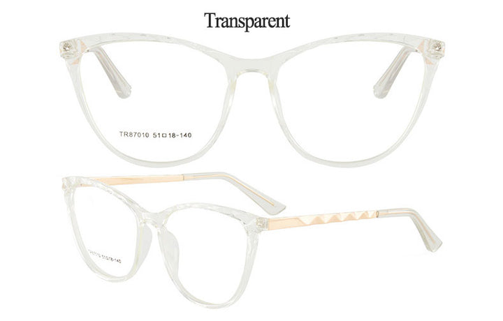 Hotony Women's Full Rim TR 90 Resin Round Cat Eye Frame Eyeglasses 7010 Full Rim Hotony   