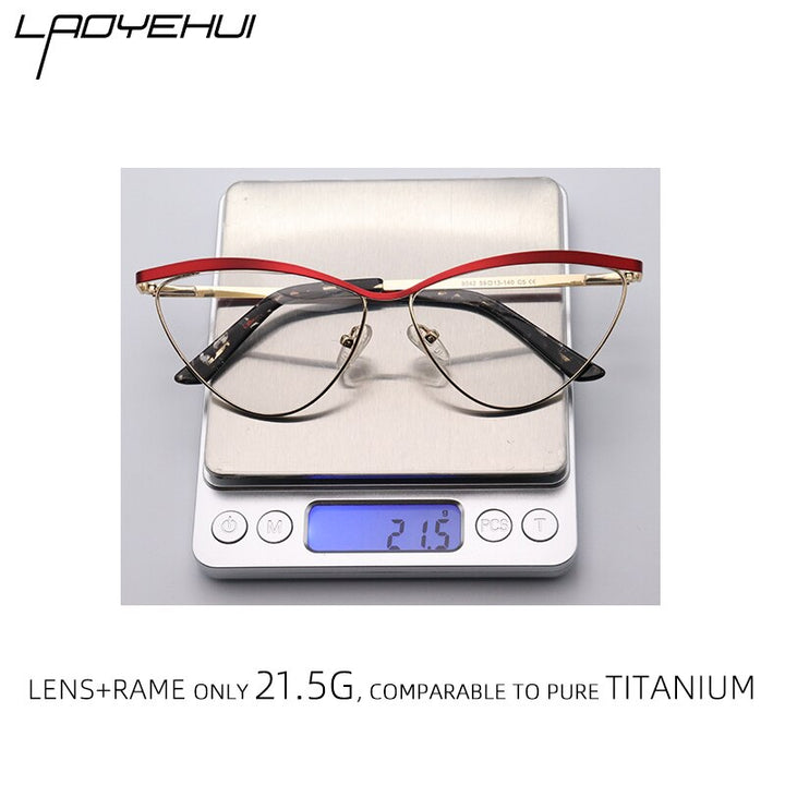 Laoyehui Women's Full Rim Cat Eye Alloy Hyperopic Reading Glasses 80421 Reading Glasses Laoyehui   