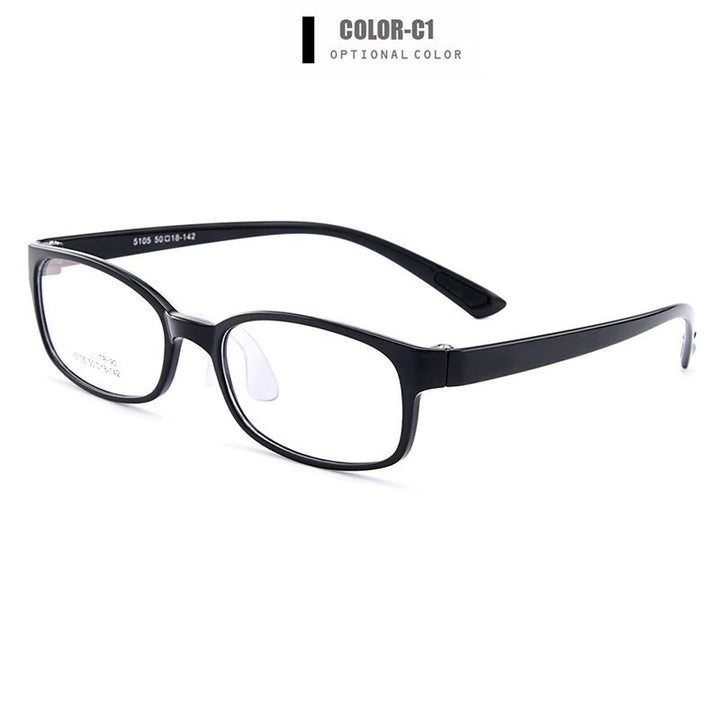 Women's Eyeglasses Flexible Tr90 Silicone Saddle Nose Pads M5105 Frame Gmei Optical C1 Bright Black  