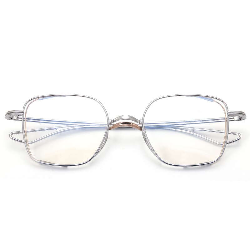 Muzz Unisex Full Rim Square Titanium Frame Eyeglasses T7024 Full Rim Muzz Silver  