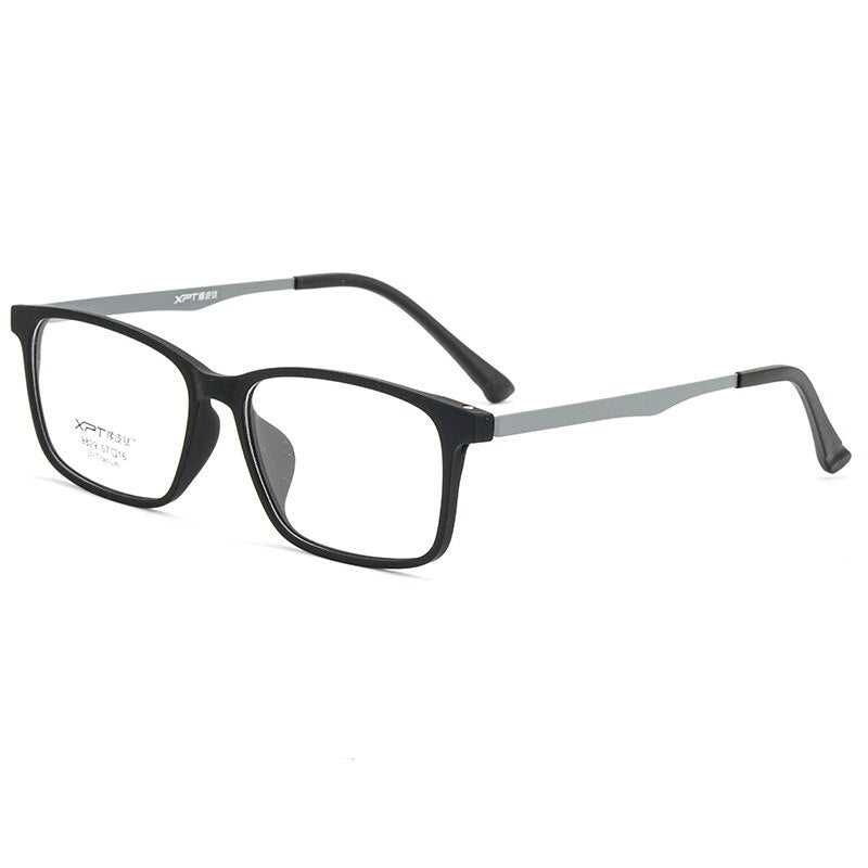 KatKani Men's Full Rim TR 90 Resin β Titanium Square Frame Eyeglasses K9829 Full Rim KatKani Eyeglasses Black Gray  