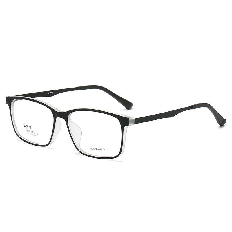 Reven Jate Unisex Eyeglasses 9829 Ultralight Pure Titanium Square Big Frame Frame Reven Jate black-transparent  