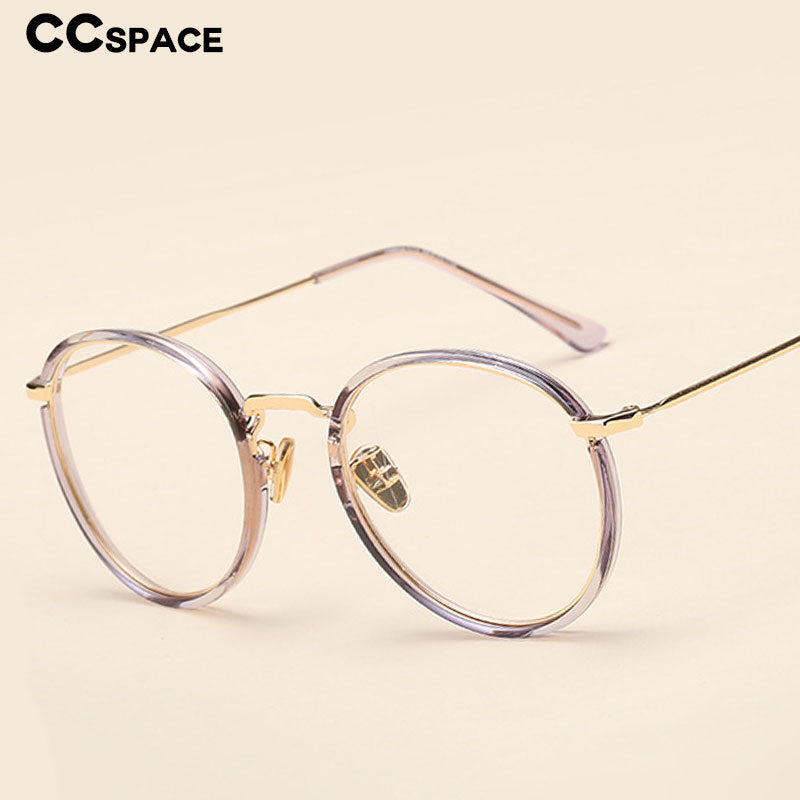 CCSpace Women's Full Rim Round Tr 90 Titanium Frame Eyeglasses 49272 Full Rim CCspace   