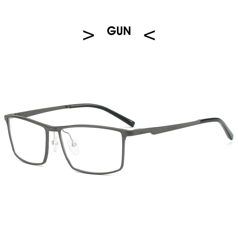 Hdcrafter Men's Full Rim Square Titanium Frame Eyeglasses 6330 Full Rim Hdcrafter Eyeglasses gray  