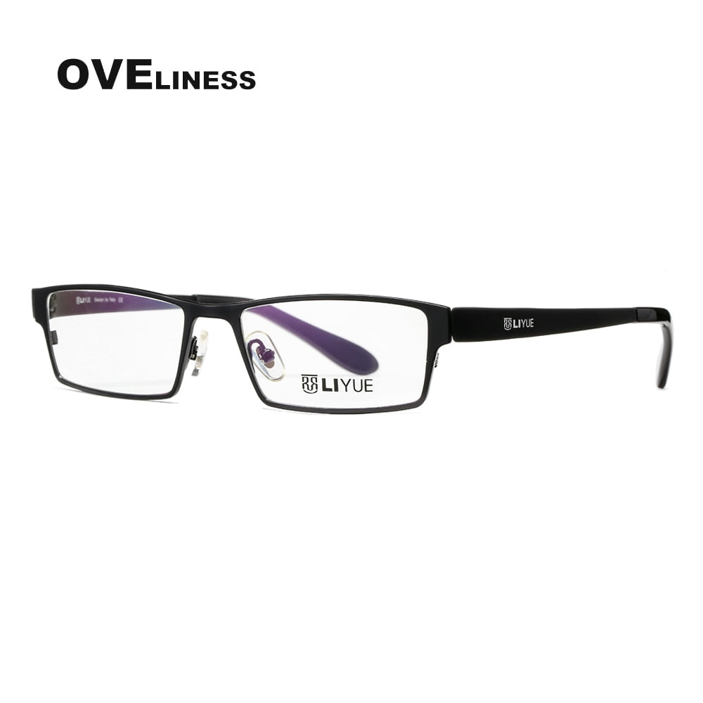 Oveliness Men's Full Rim Square Alloy Eyeglasses P9020 Full Rim Oveliness black  