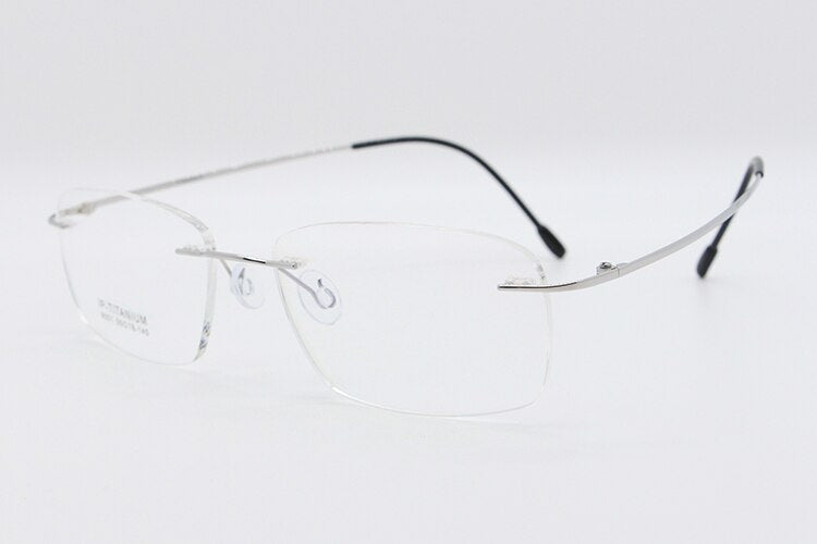 Unisex Rimless Titanium Frame Eyeglasses Customizable Lenses 9001 Rimless Bclear Gold  