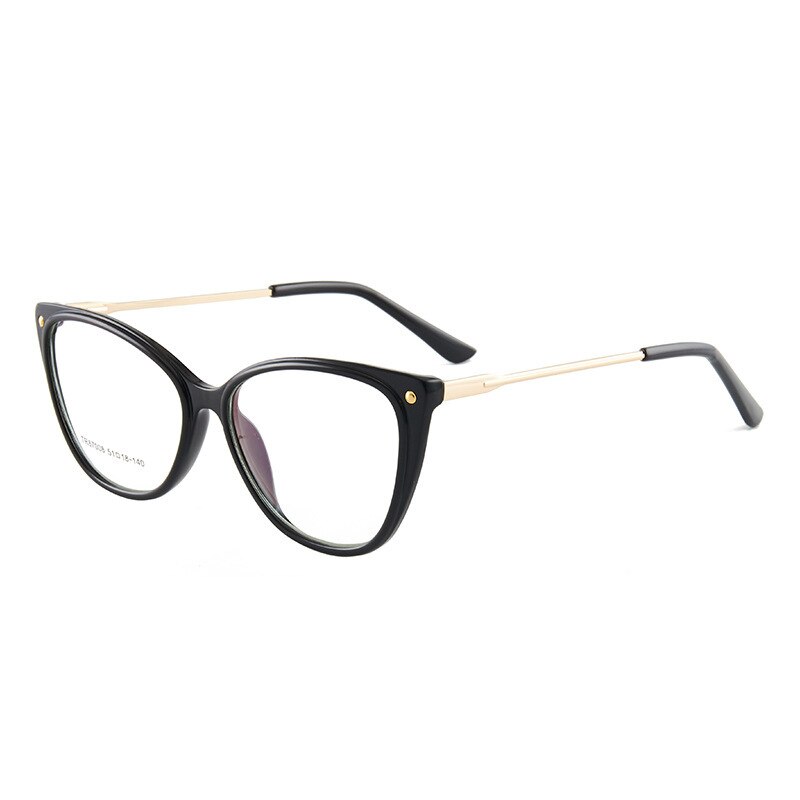 Hotony Woman's Full Rim Cat Eye TR 90 Resin Alloy Frame Eyeglasses 7008 Full Rim Hotony black  