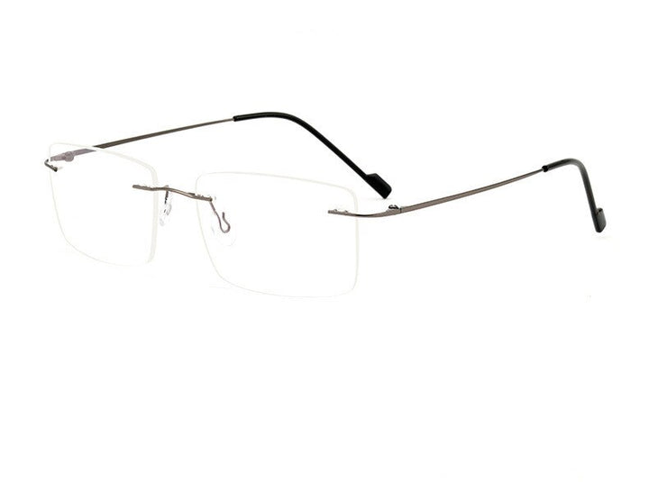 Chashma Ottica Unisex Rimless Square Rectangle Titanium Eyeglasses 763 Rimless Chashma Ottica Gray  