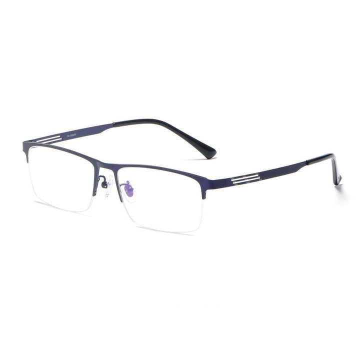 Yimaruili Men's Semi Rim Titanium Frame Eyeglasses F2322 Semi Rim Yimaruili Eyeglasses Blue  