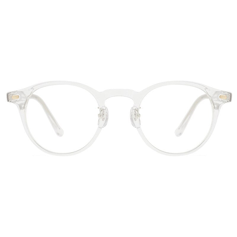 Yimaruili Unisex Full Rim Round Acetate Plated Frame Eyeglasses KBT98C21 Full Rim Yimaruili Eyeglasses Transparent  
