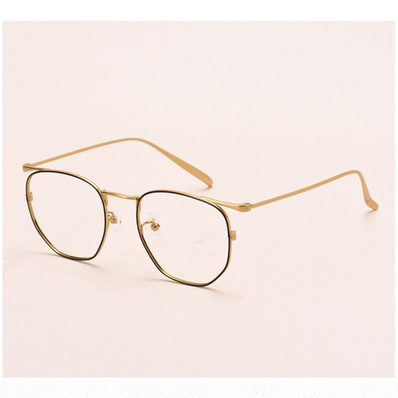 Muzz Men's Full Rim Round Polygon Titanium Frame Eyeglasses S10901 Full Rim Muzz Black gold  