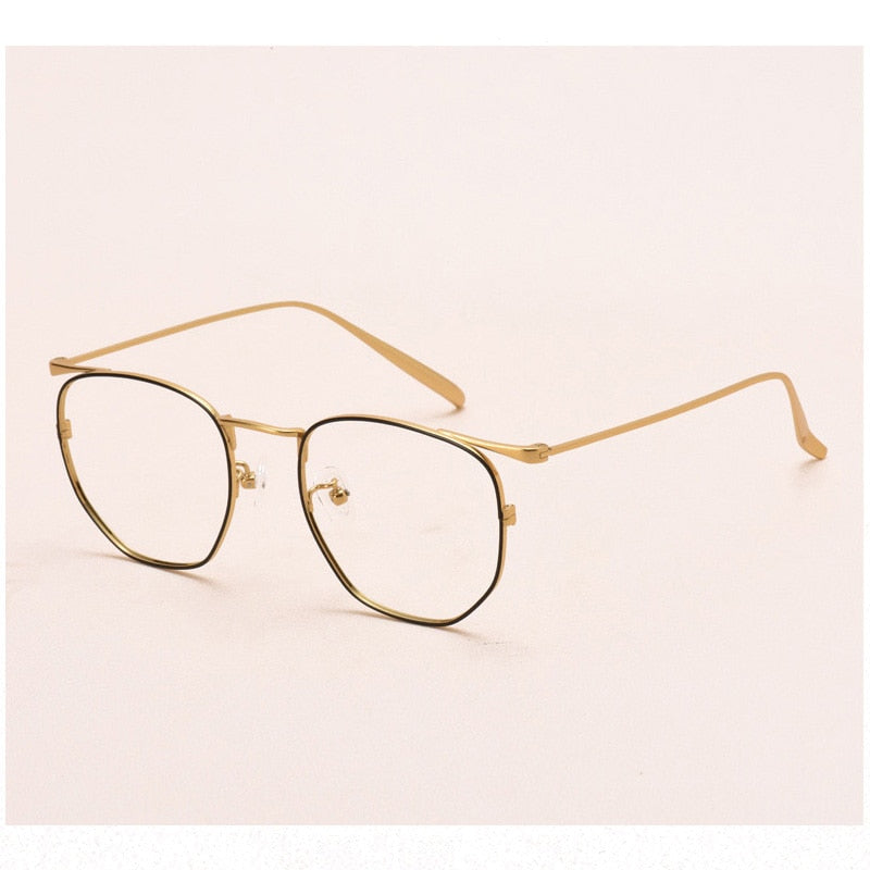 Muzz Full Rim Polygonal Square Titanium Frame Eyeglasses 109011 Full Rim Muzz Black gold  