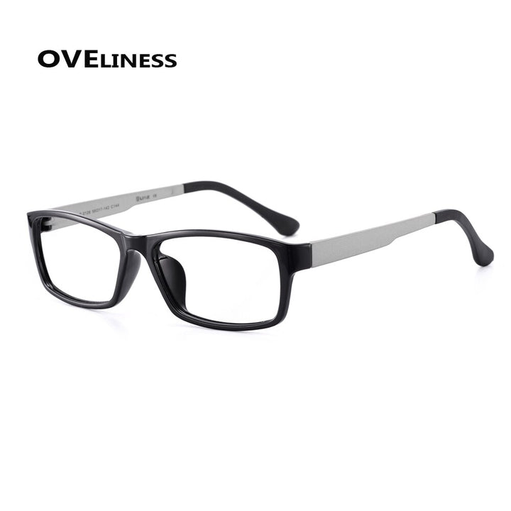 Oveliness Unisex Full Rim Square Tr 90 Titanium Eyeglasses 2126 Full Rim Oveliness black silver  