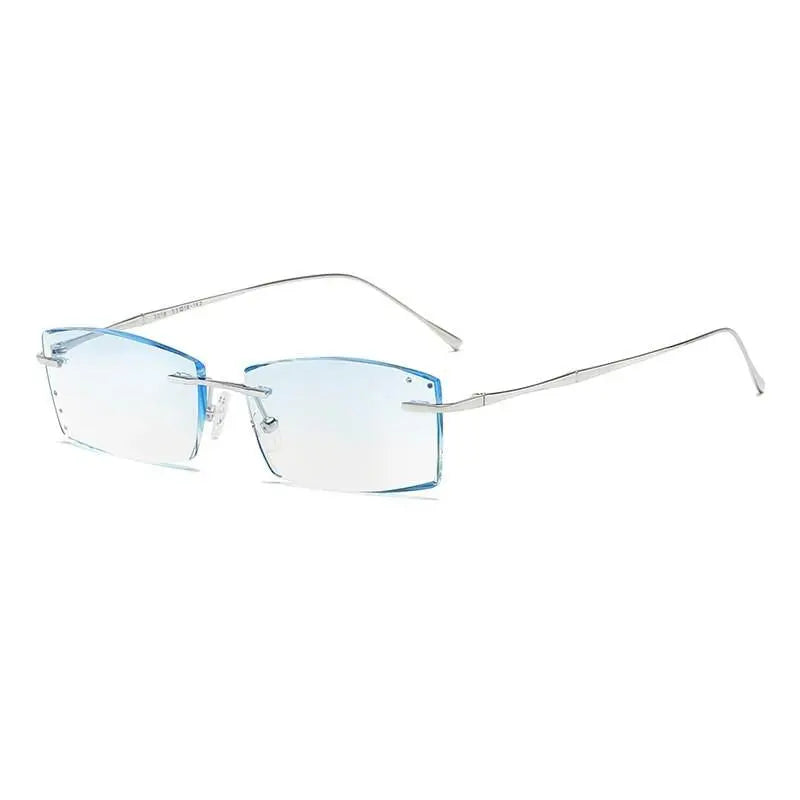 Zirosat 3018 Unisex Eyeglasses Pure Titanium Rimless - silver diamond cut