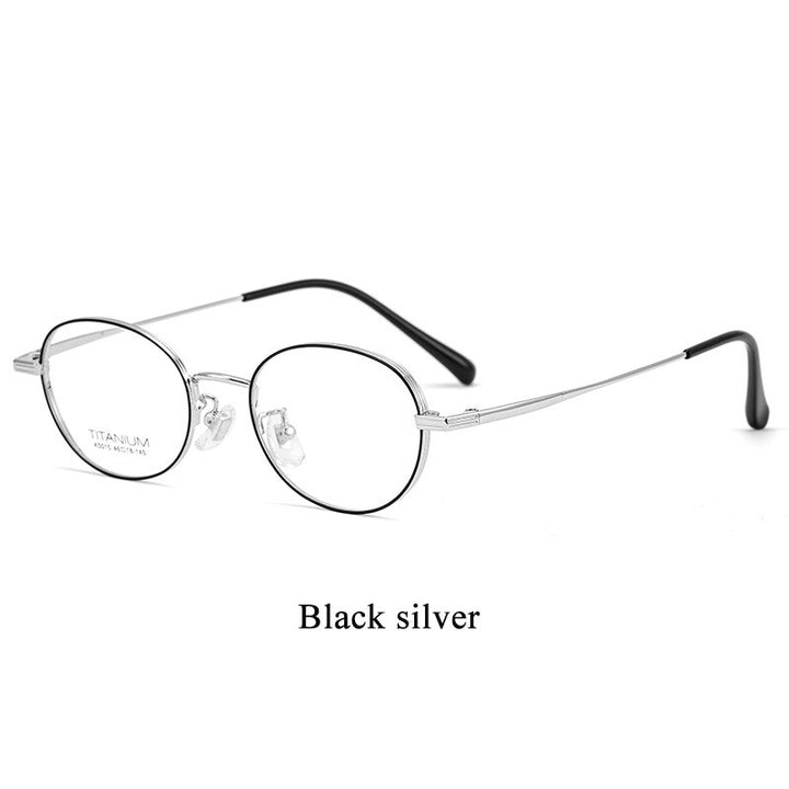 Bclear Unisex Eyeglasses Full Rim Titanium Small Frame Bsf5015 Full Rim Bclear Black silver  