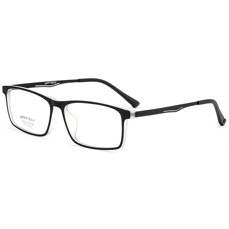 Yimaruili Men's Full Rim TR 90 Resin β Titanium Frame Eyeglasses 9830 Full Rim Yimaruili Eyeglasses Black Transparent  