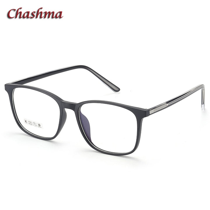 Chashma Ochki Unisex Full Rim Square Tr 90 Alloy Eyeglasses 8246 Full Rim Chashma Ochki Matte Black  