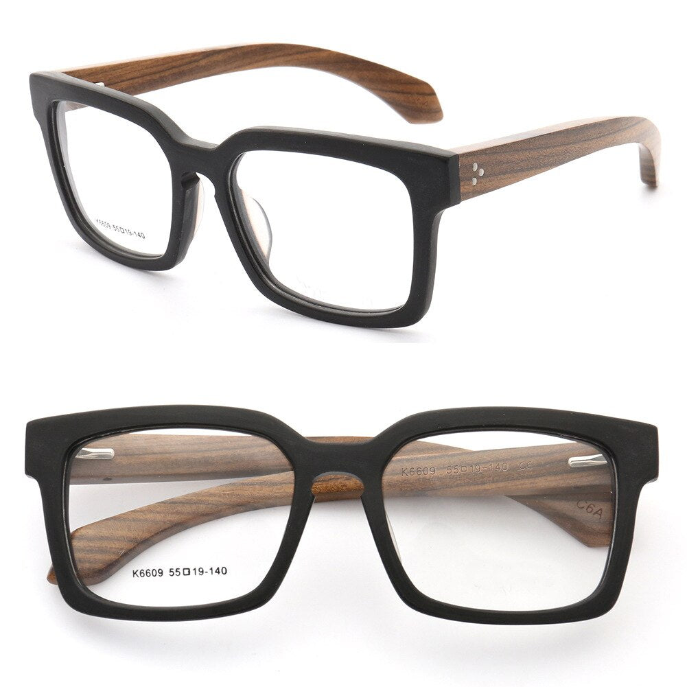 Aissuarvey Acetate Wooden Full Rim Square Frame Unisex Eyeglasses K6609 Full Rim Aissuarvey Eyeglasses   