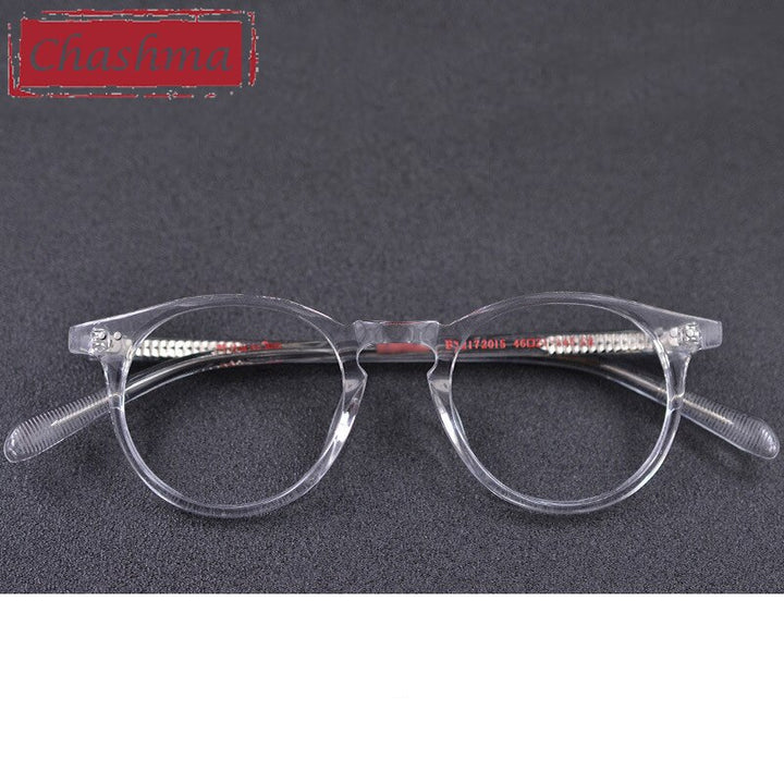 Chashma Men's Full Rim Round Acetate Frame Eyeglasses 2172015 Full Rim Chashma Transparent  
