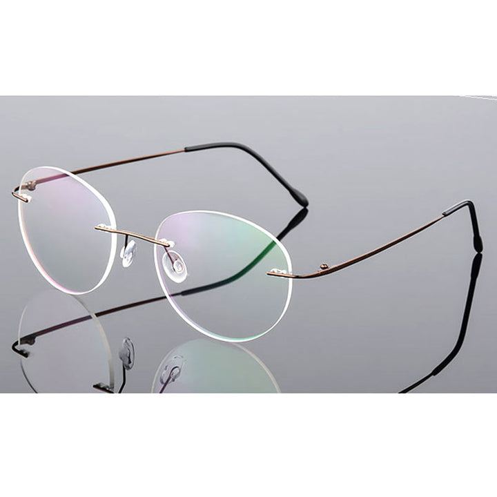 Handoer Unisex Rimless Customized Shaped Lenses 862 Alloy Eyeglasses Rimless Handoer Gray  