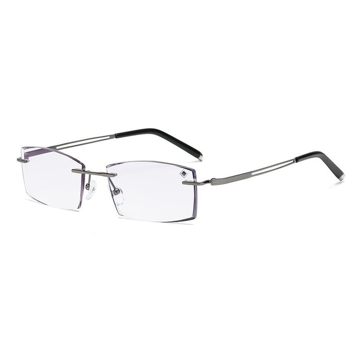 Zirosat 630HT Unisex Eyeglasses Pure Titanium Rimless Diamond Cutting Rimless Zirosat grey  
