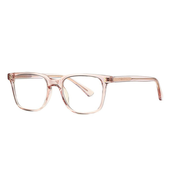 CCspace Unisex Full Rim Square Tr 90 Titanium Rivet Frame Eyeglasses 53104 Full Rim CCspace Pink  