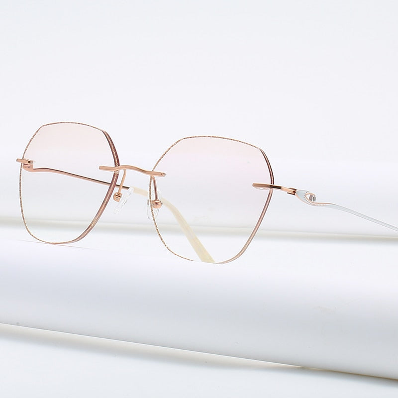 Zirosat 9148 Women's Eyeglasses Titanium Rimless Eyewear Diamond Trimmed Rimless Zirosat   