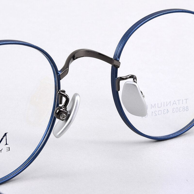 Bclear Unisex Eyeglasses Titanium Round Full Rim Sc88303 Full Rim Bclear   