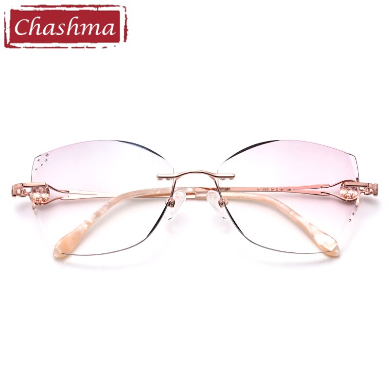 Chashma Ottica Women's Rimless Square Cat Eye Titanium Eyeglasses Tinted Lenses 98101 Rimless Chashma Ottica   