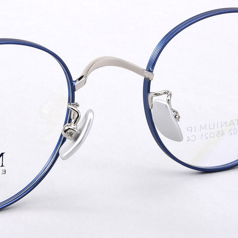 Bclear Unisex Eyeglasses Pure Titanium Round Small Full Rim Sc88302 Full Rim Bclear   