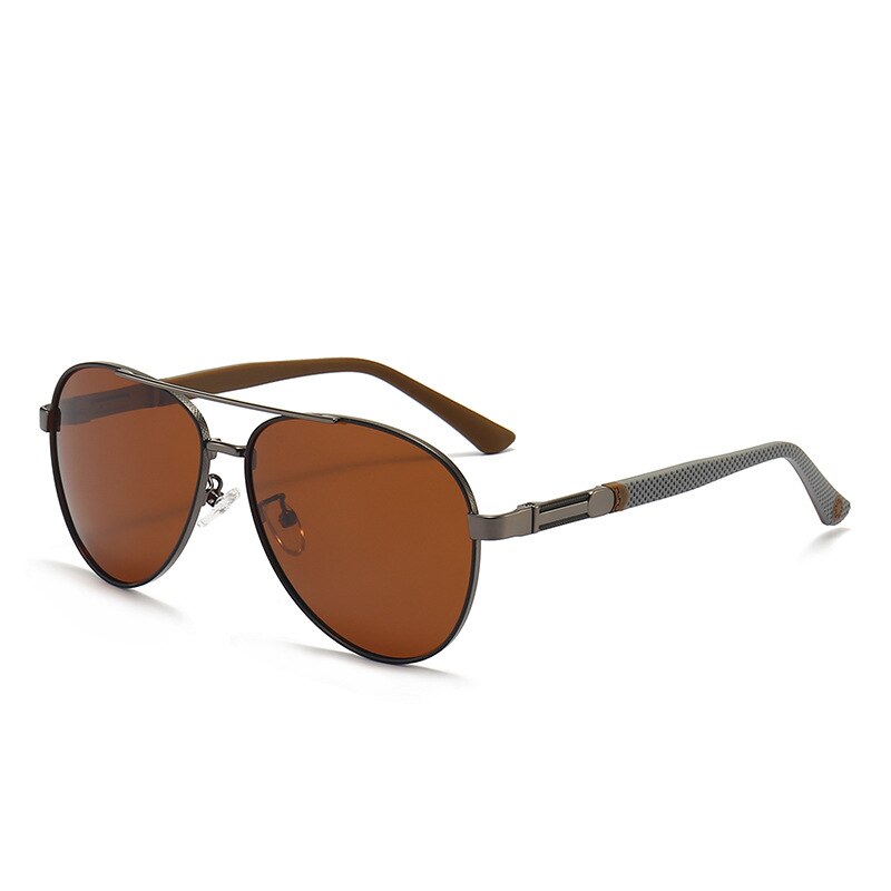 KatKani Men's Full Rim Alloy Aviator Frame Polarized Sunglasses Y2956 Sunglasses KatKani Sunglasses Tea Other 