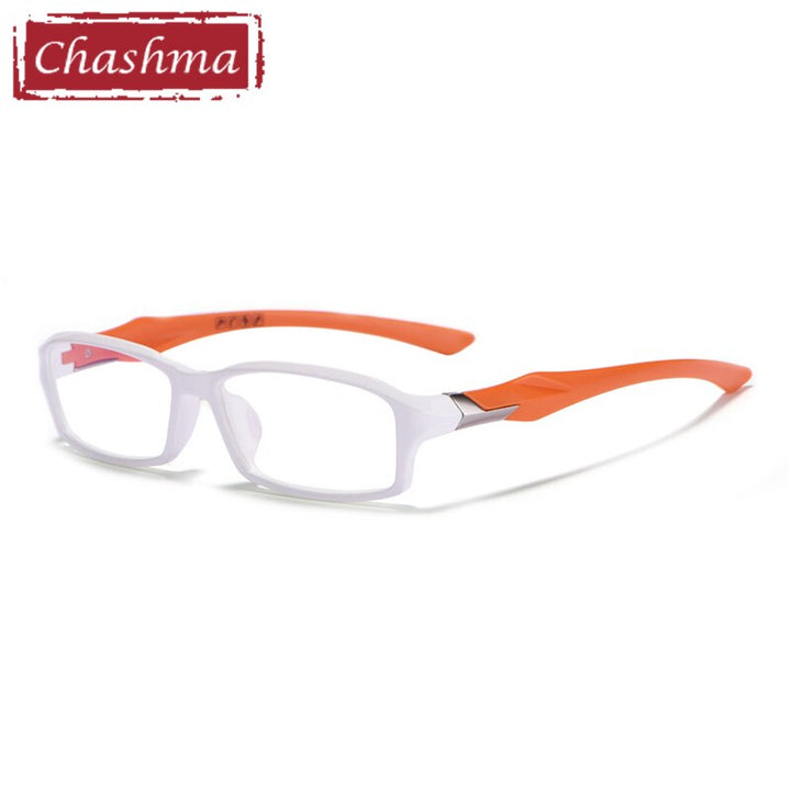 Men's Eyeglasses Plastic Titanium Sport 6059 TR90 Sport Eyewear Chashma White with Orange  