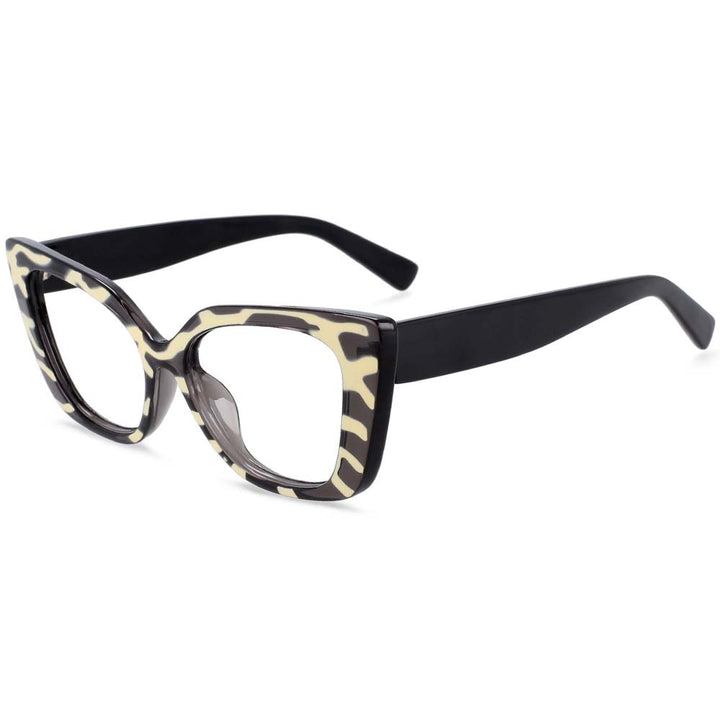 CCSpace Unisex Full Rim Rectangle Cat Eye Resin Frame Eyeglasses 54032 Full Rim CCspace China C5Leopard 